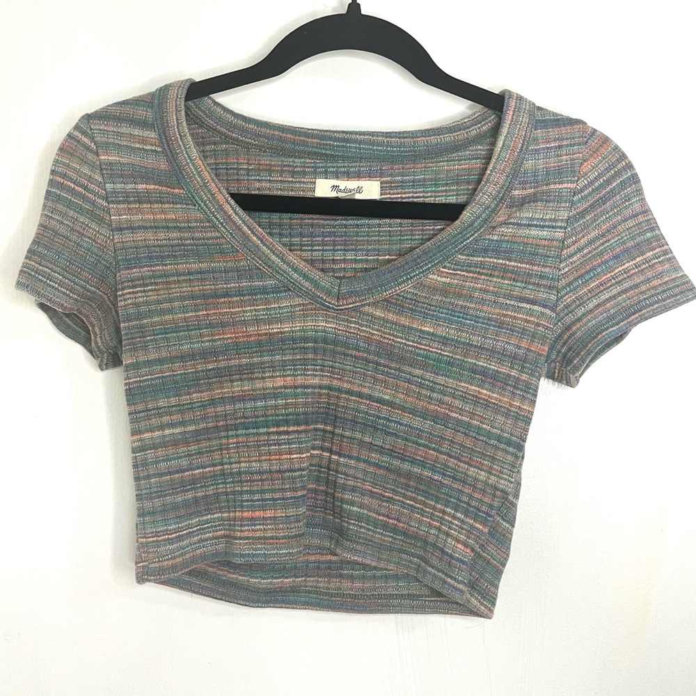 Madewell Cropped Rainbow V-Neck T-Shirt